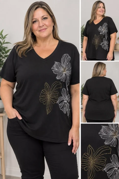 Blusa Escote V Viscosa