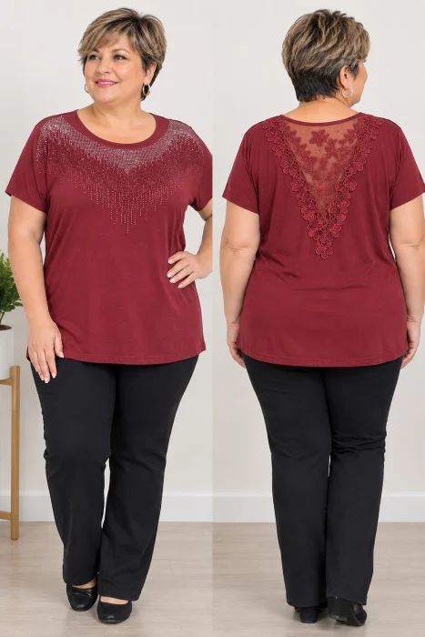 Blusa Espalda Encaje y Brillo