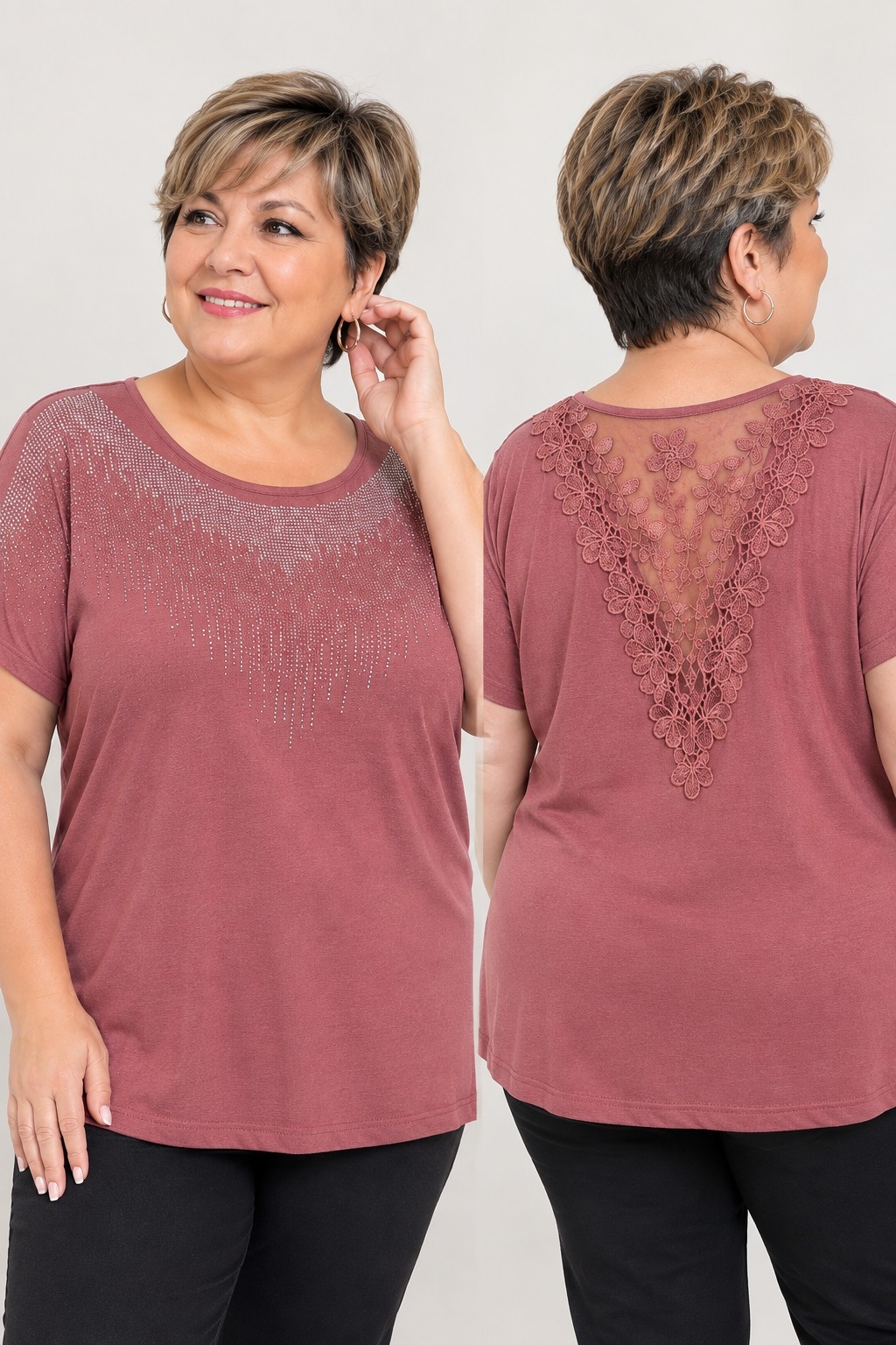 Blusa Espalda Encaje y Brillo - Imagen 2