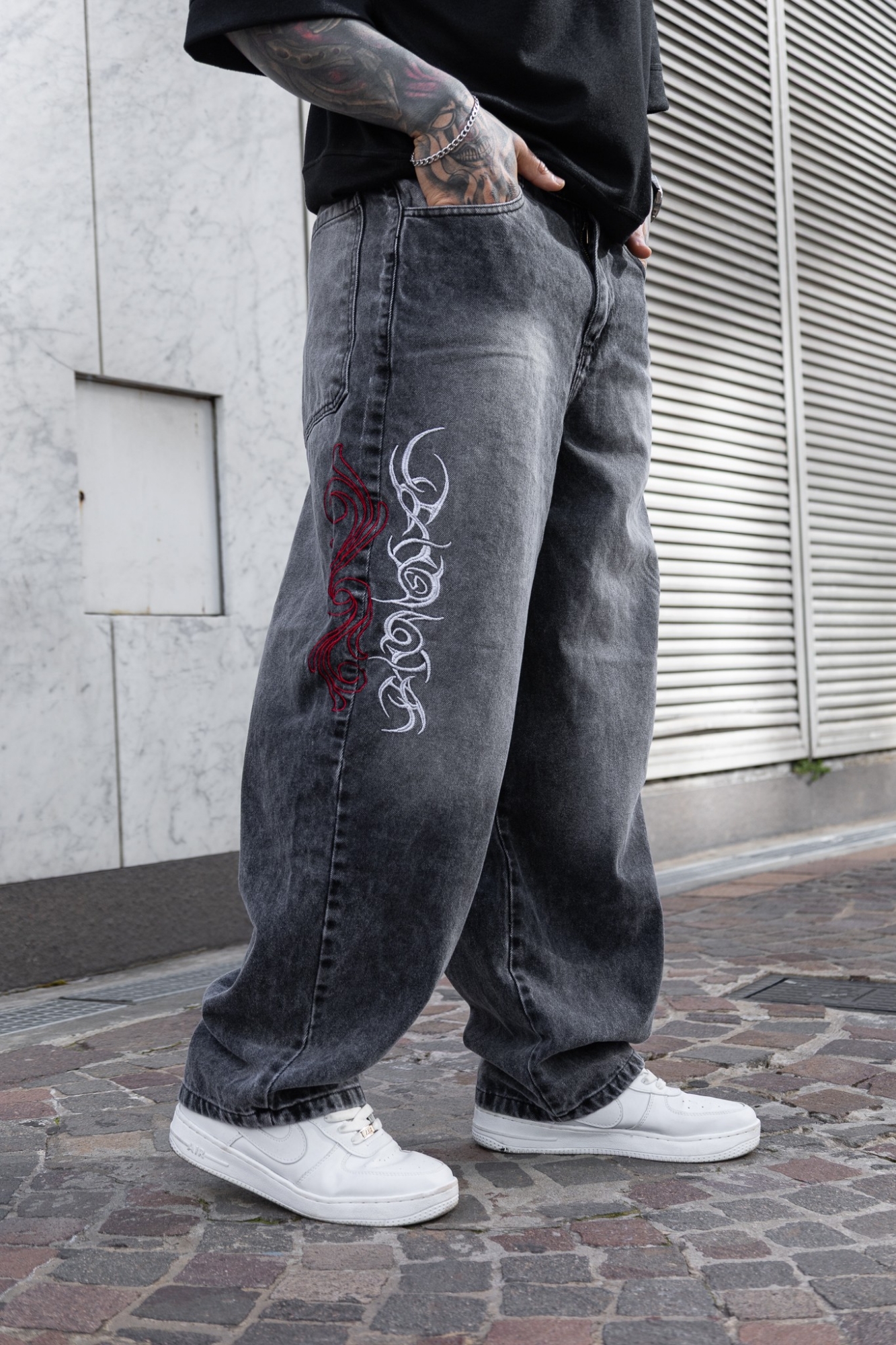 Baggy- Bordado- Gris - Imagen 2