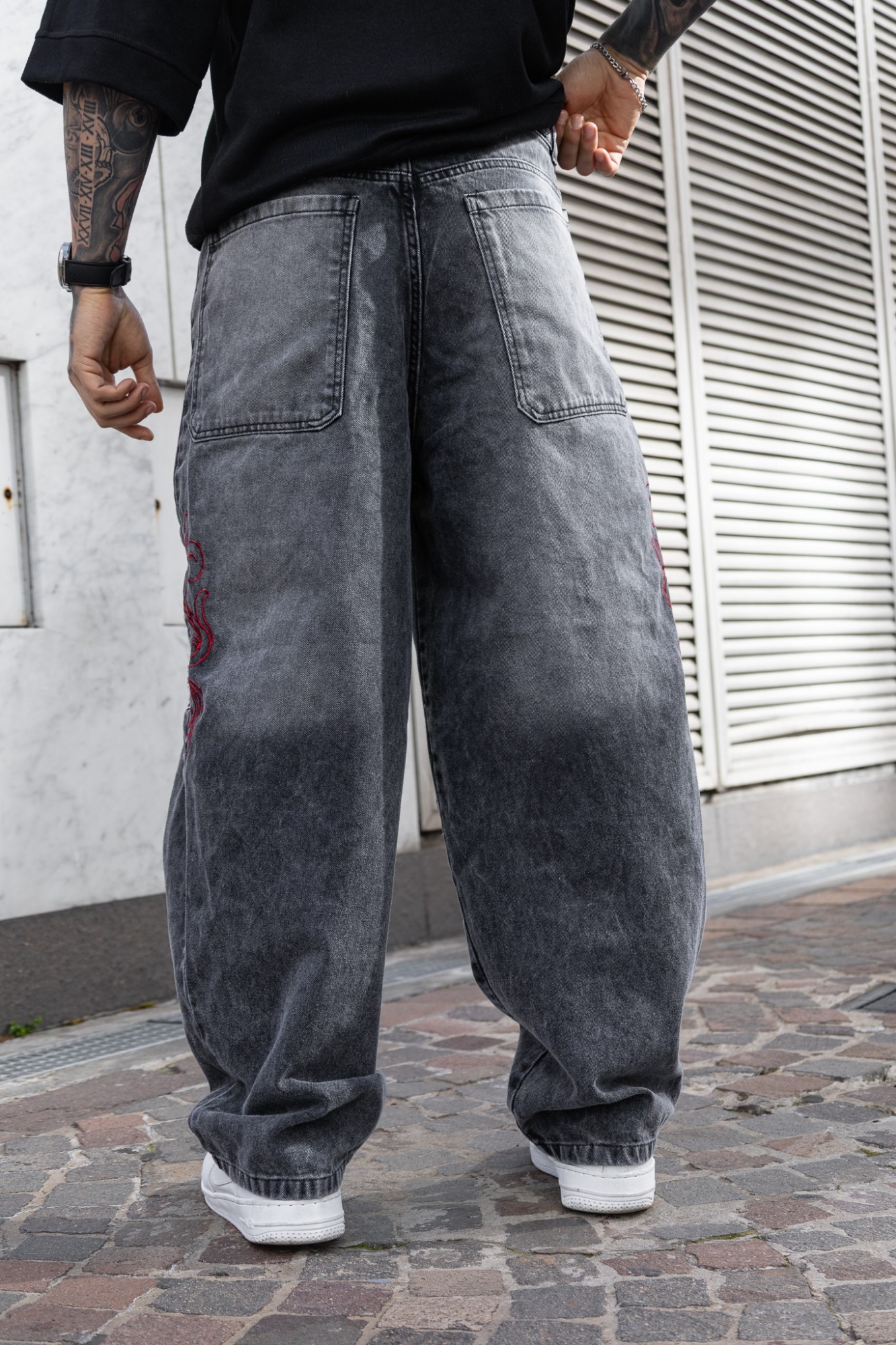 Baggy- Bordado- Gris - Imagen 3
