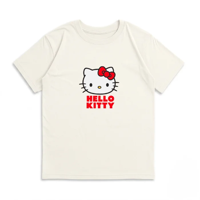 Nena-remera Ovsize Kitty Letras Rojas