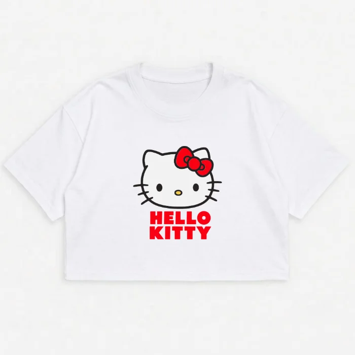 Dama- Crop Oversize Kitty Letras Rojas