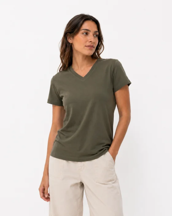 Remera Escote V de Dama de Algodón