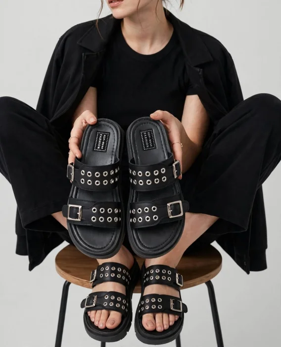 Sandalias con Tachas Katy Negro