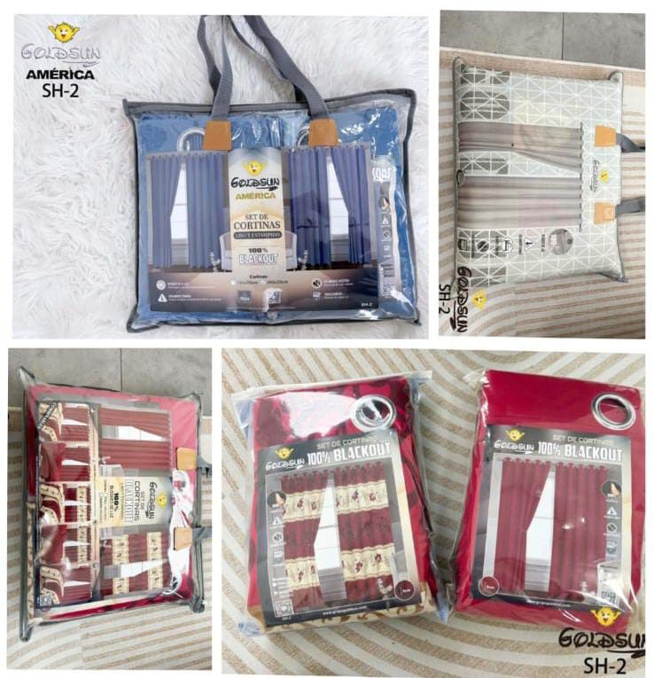 Cortinas Blackout Goldsun 2 en 1 
trae 1 Juego Liso y 1 Juego Estampado - Imagen 2