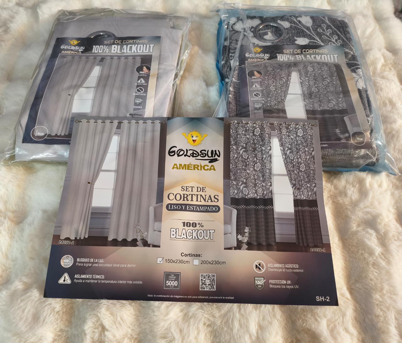 Cortinas Blackout Goldsun 2 en 1 
trae 1 Juego Liso y 1 Juego Estampado - Imagen 5