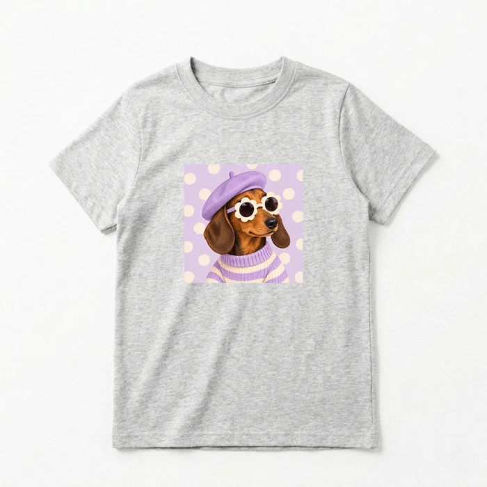 Dama- Remera Basica Adulto Salchicha Gafas