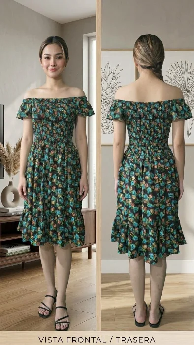 Vestidos  de Fibrana Estampado