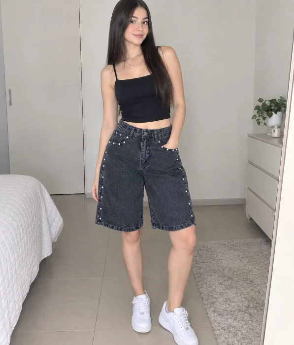 Bermuda Baggy Gris con Brillo