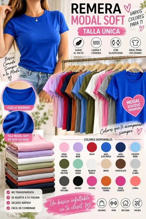 Remera Talle Unico Modal Viscoso