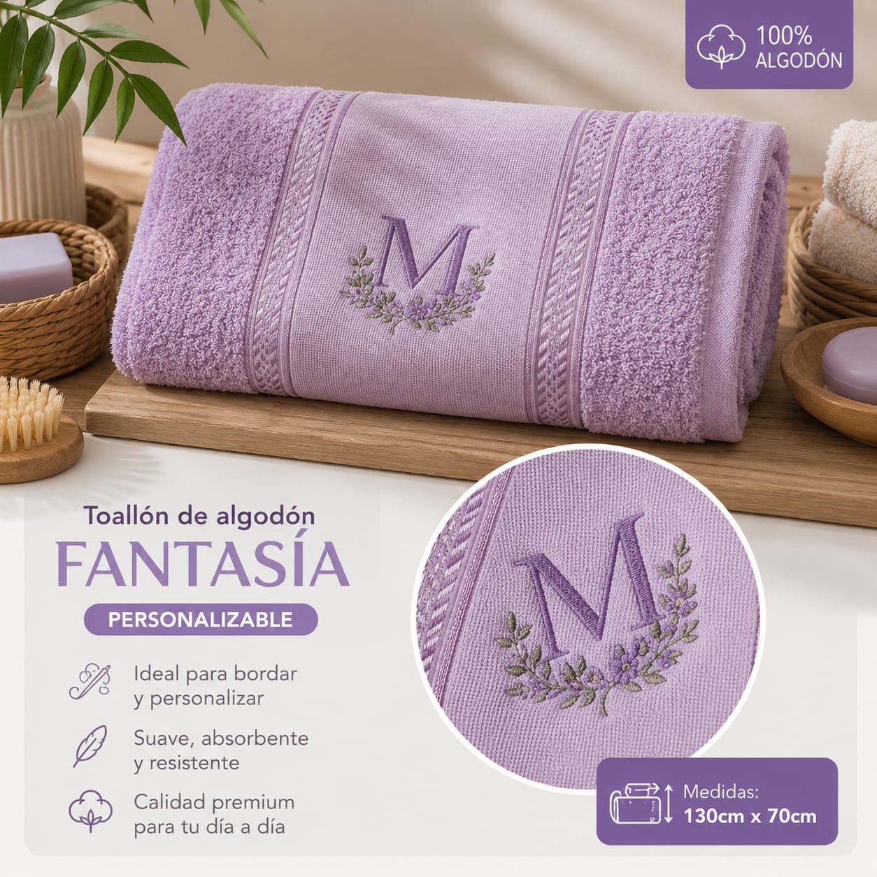 Toallón para Bordar Fantasía - Imagen 2
