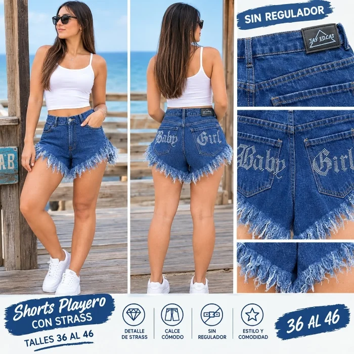 Shorts "baby Girls" con Strass las Locas Jeans