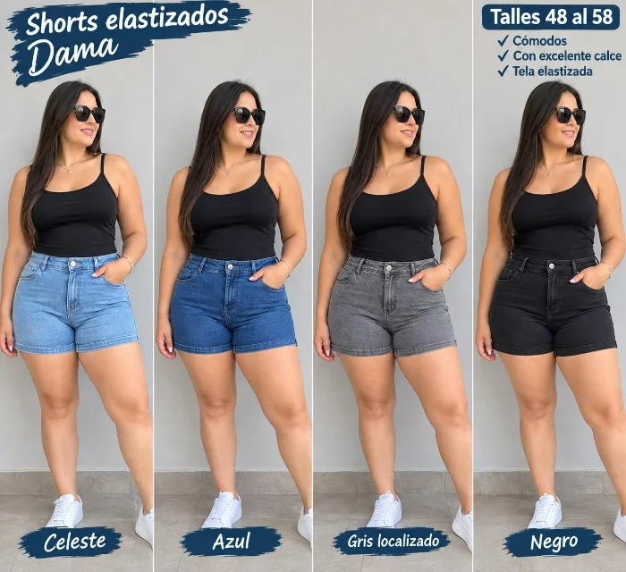 Shorts (talles Especiales) las Locas Elastizados Jeans