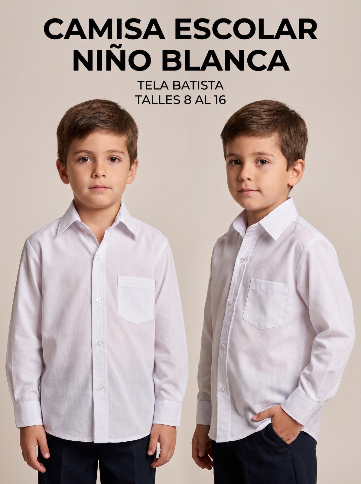 Camisa Escolar Niño Blanca - Imagen 2