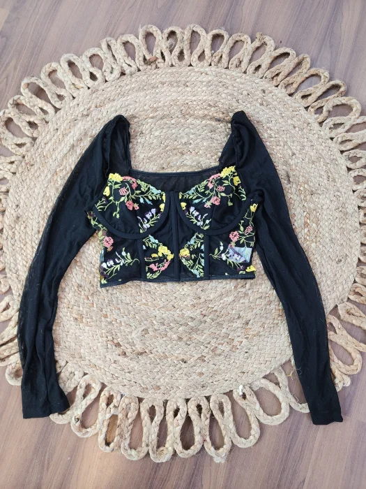 Corset Bordado Manga Larga