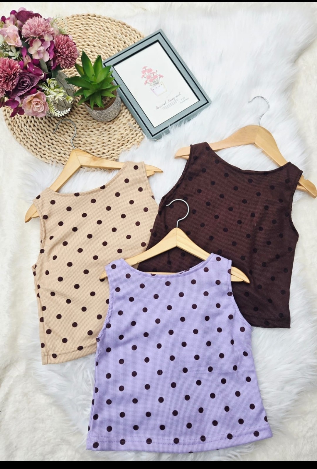 Conjunto Wafle Algodon Lunares.blusa y Short Pollera. - Imagen 2