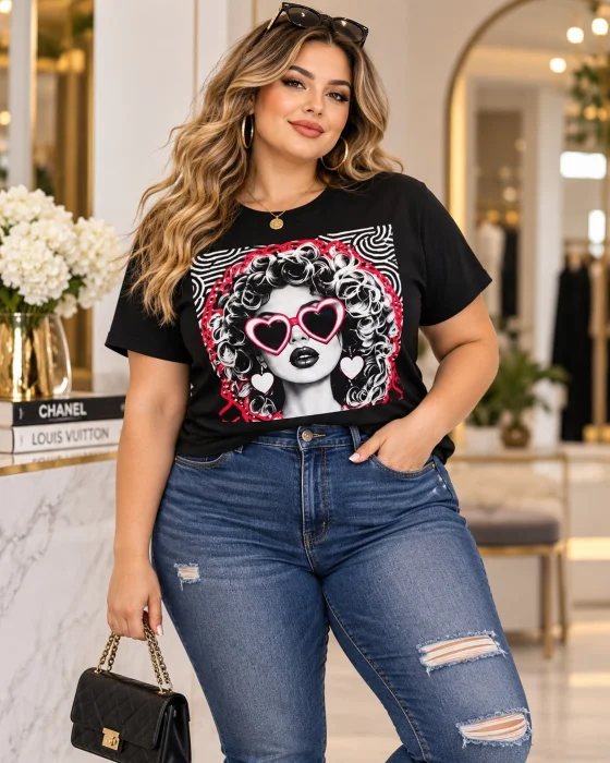 Remera Estampada Plus Size