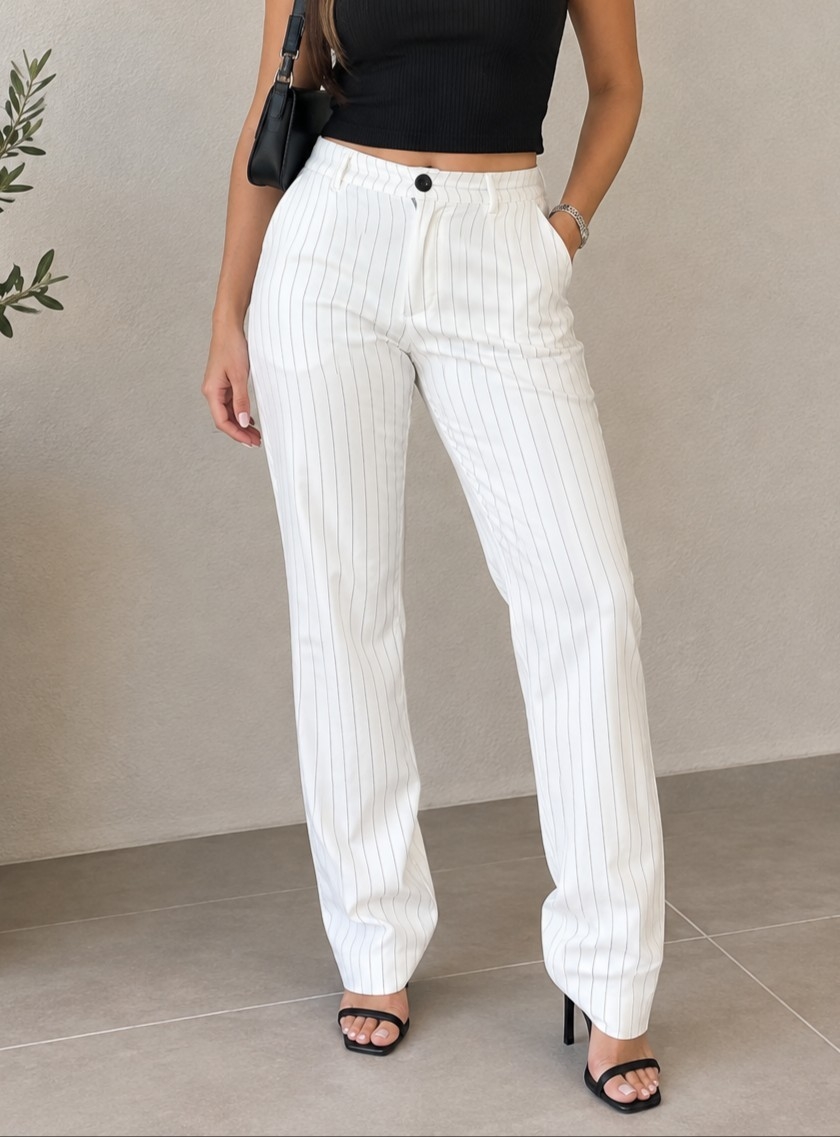 Pantalones Rectos de Sastrero Rayado - Imagen 2
