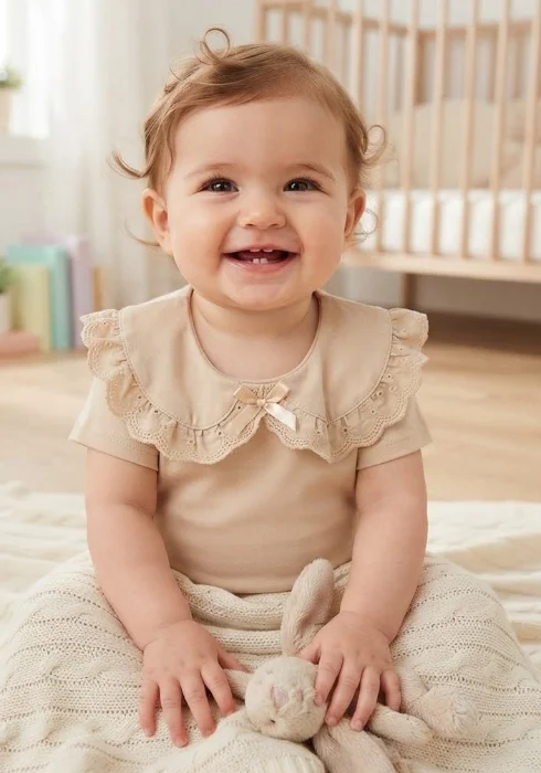 Remeras Bebe con Volado y Puntilla