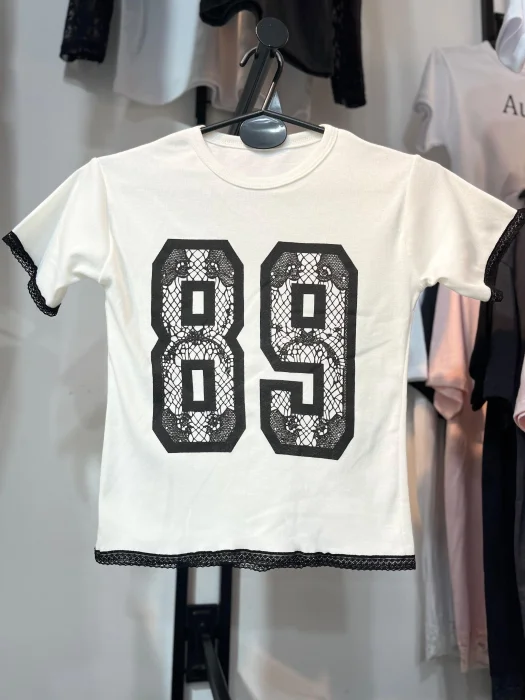 Remera de Rib Elastizada con Puntilla 0007 89