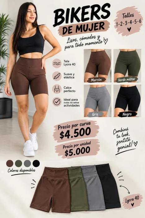 Bikers de Mujer Lisos Lycra