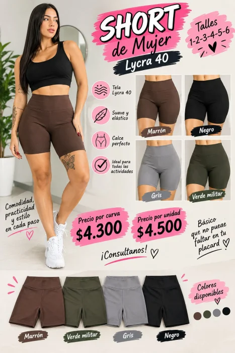 Short de Mujer Lycra Lisos