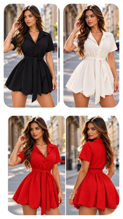 Vestido Camisa con Pollera Globo