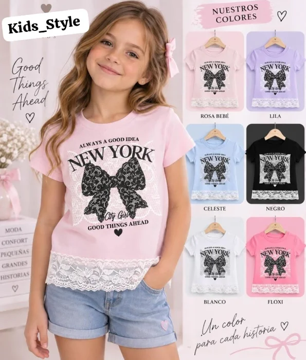 Remera de Nena con Encaje  New York