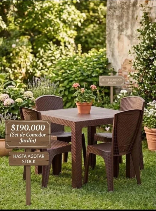 Set de Jardín (1 Mesa y 4 Sillas)