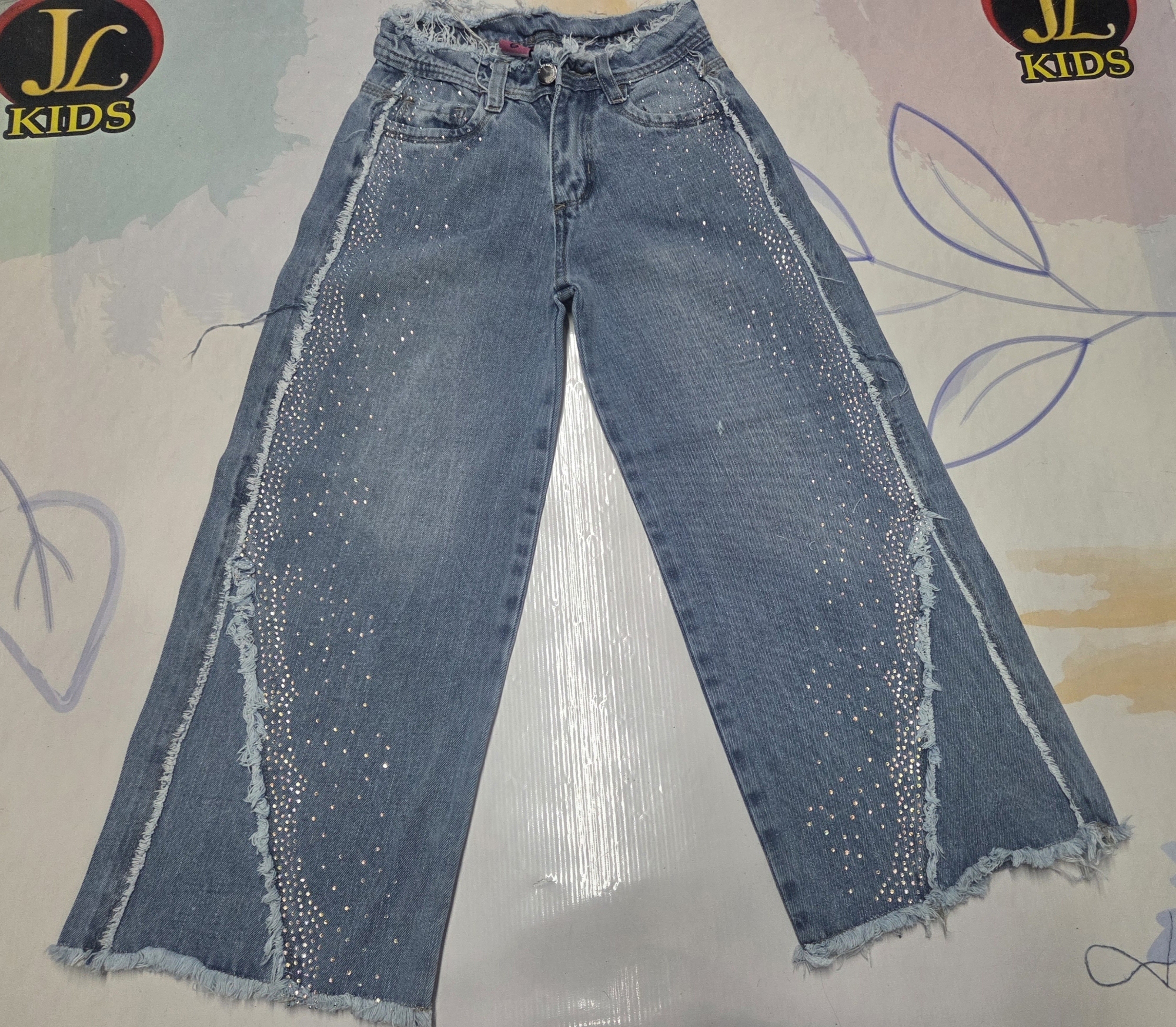 Jeans Wide Leg Desflecado y Brillo - Imagen 2