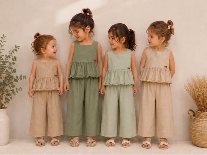 Conjunto de Lino con Volados de Nena - Imagen 1