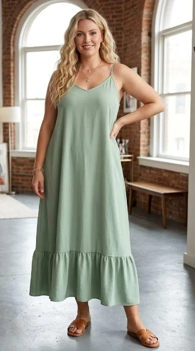 Vestido Lino Cey Largos Bretel Talles Grandes