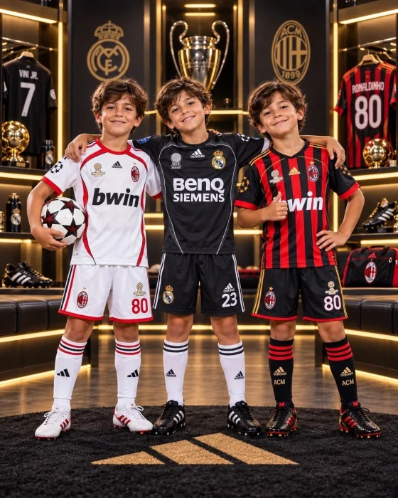 Conjunto Niño/ Real Madrid Beckam/milan Ronaldhino Rojo/ y Blanco