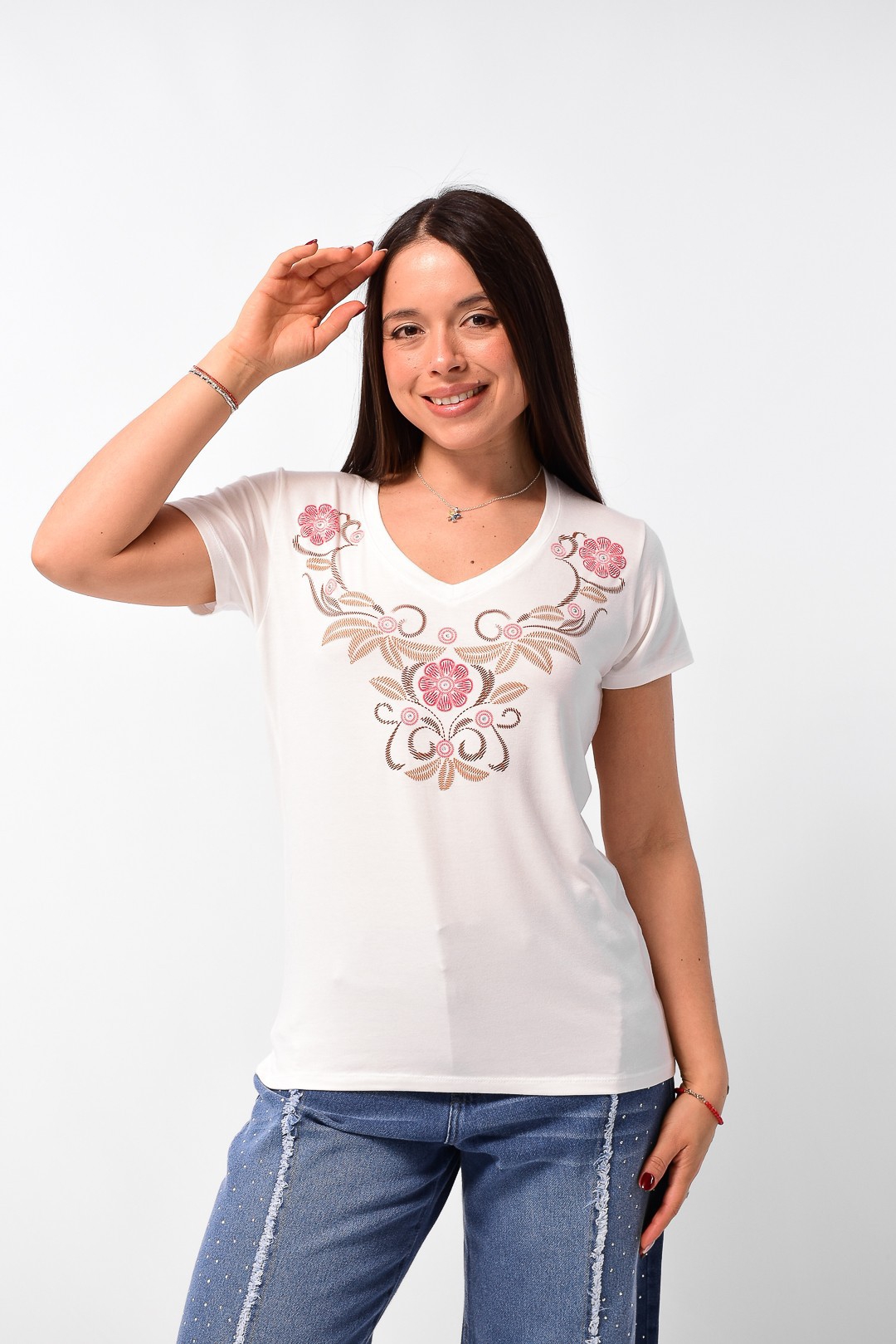 Remera Modal Viscosa con Brillo y Estampa - Imagen 2