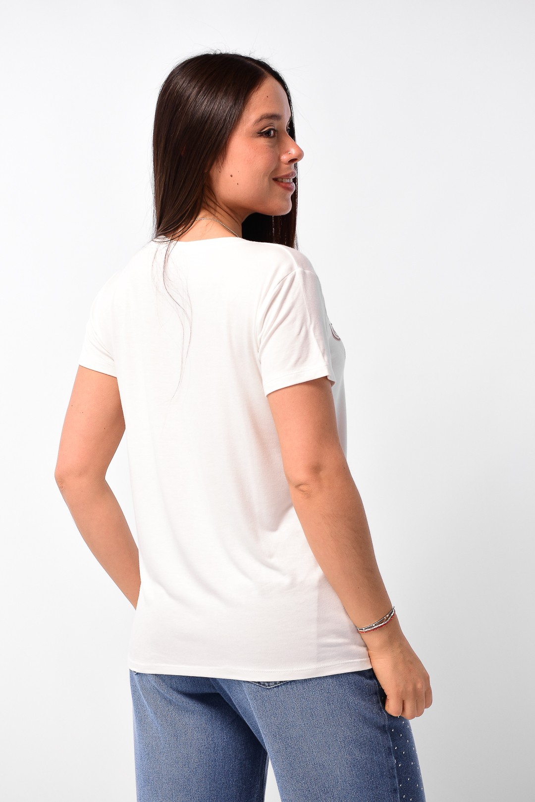 Remera Modal Viscosa con Brillo y Estampa - Imagen 3
