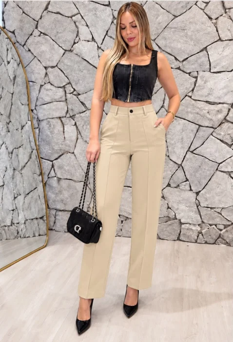 Pantalón Recto Sastrero Rubia por Pedido y Curva
