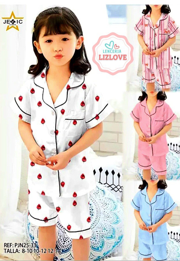 Pijama Infantil Niñas Saten Importado Conjunto Verano Suave Elegante - Imagen 4