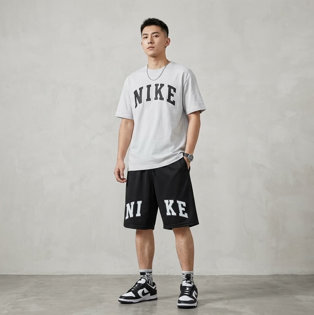 Conjunto de Remera en Algodón Peinado de Hombre Más Bermuda de Lycra Estampa Grande - Imagen 3