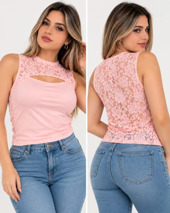 Musculosa Chino Encaje Dama