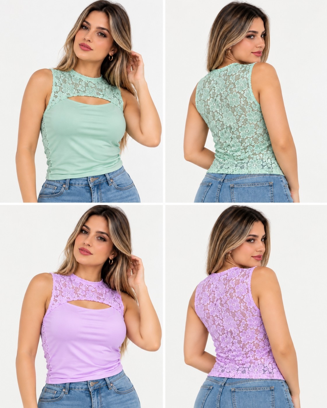 Musculosa Chino Encaje Dama - Imagen 2