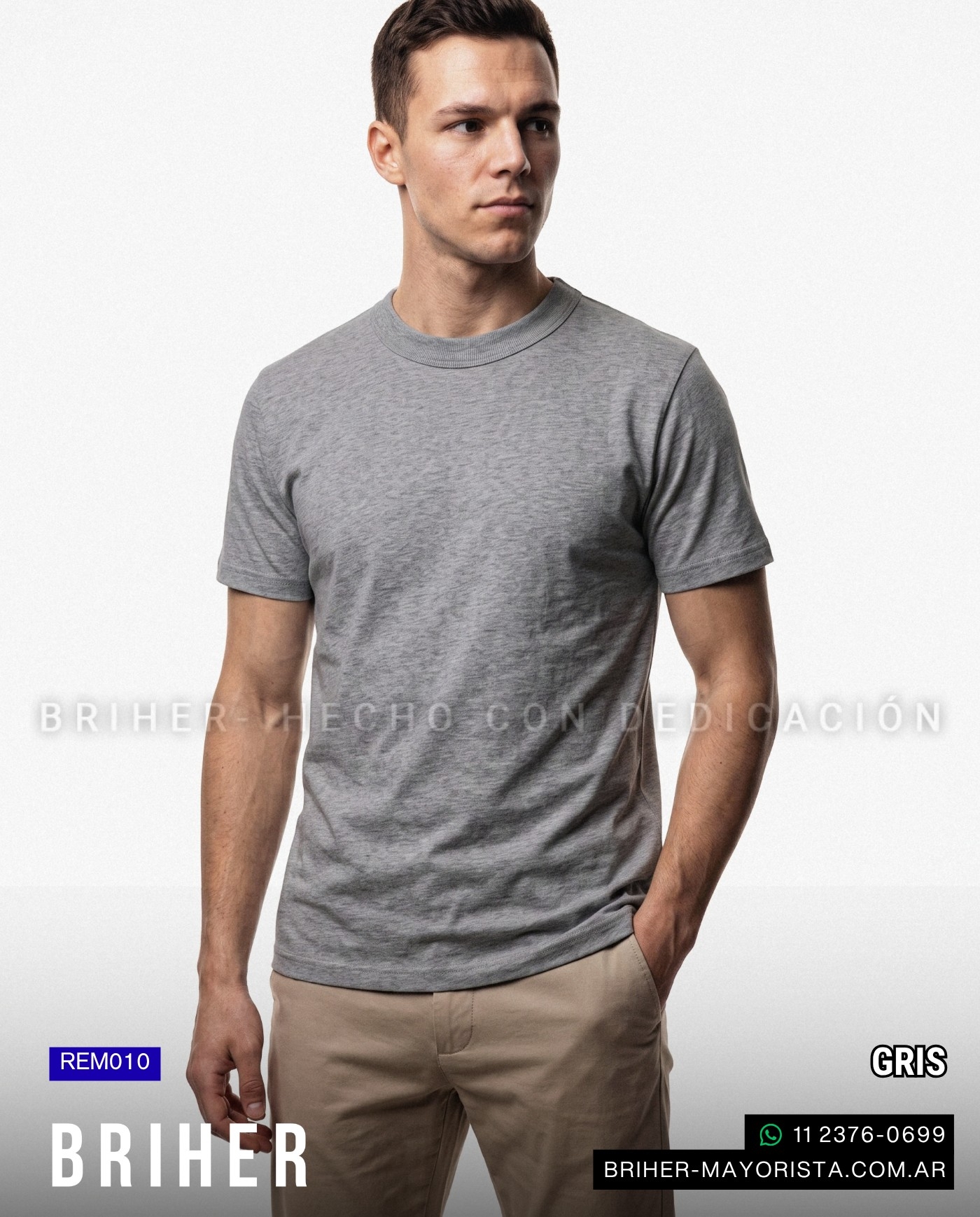 Remera de Hombre Lisa 100% Algodón Peinado - Imagen 2
