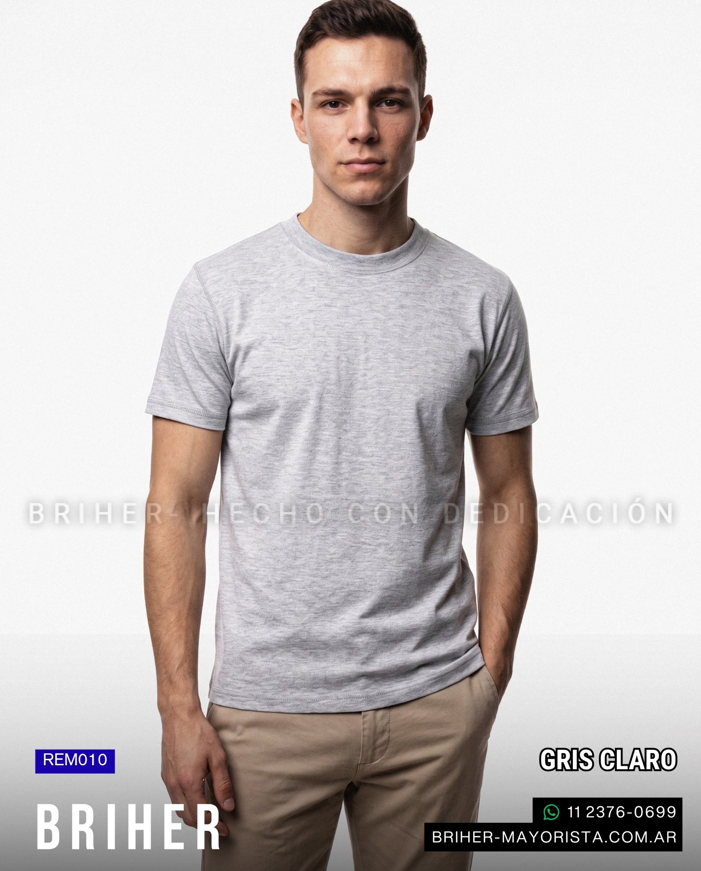 Remera de Hombre Lisa 100% Algodón Peinado - Imagen 3