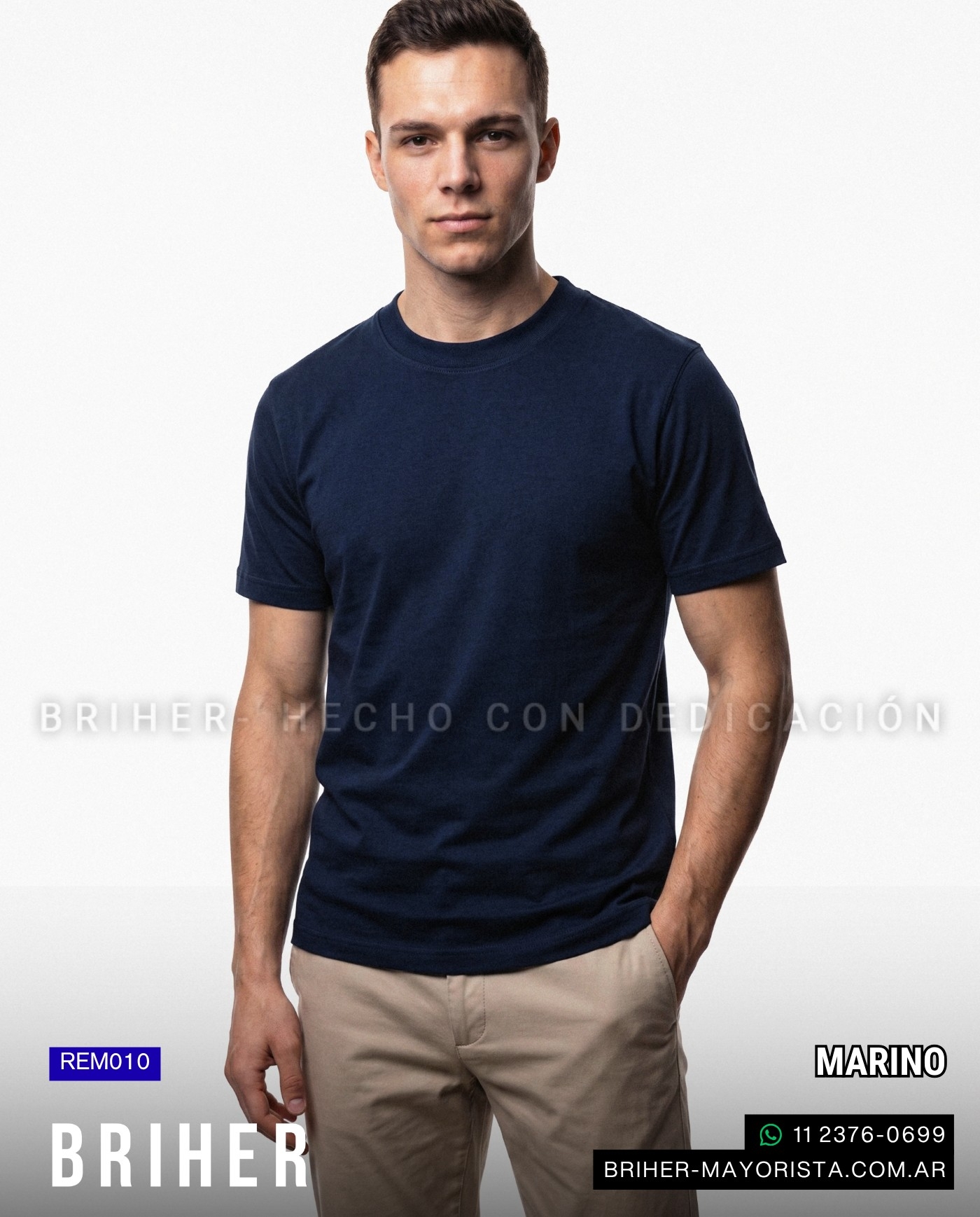 Remera de Hombre Lisa 100% Algodón Peinado - Imagen 5