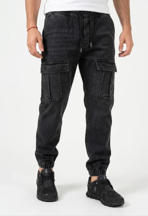 Art-2858 Jogger Cargo de Jean Black