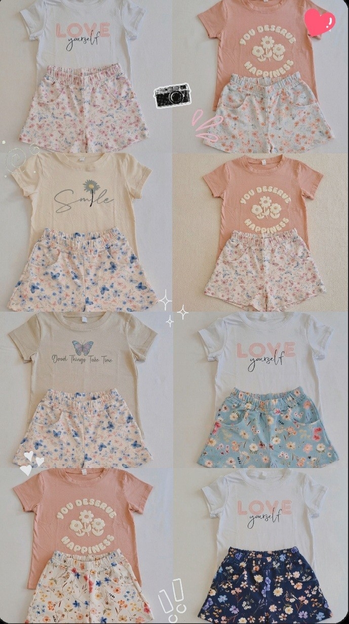 Conjuntos para Niñas(remera Algodón y Short Rústico con Lycra) - Imagen 3