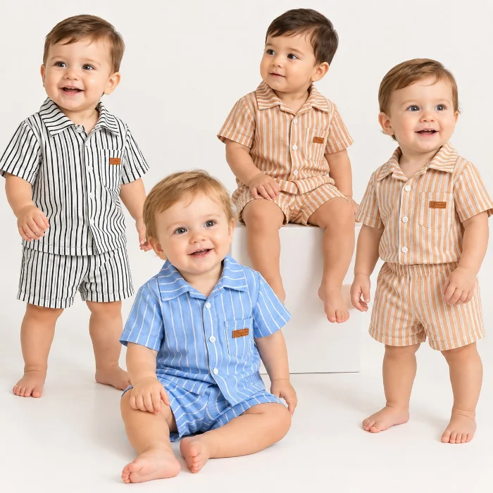 Conjunto Camisa Lino Rayado