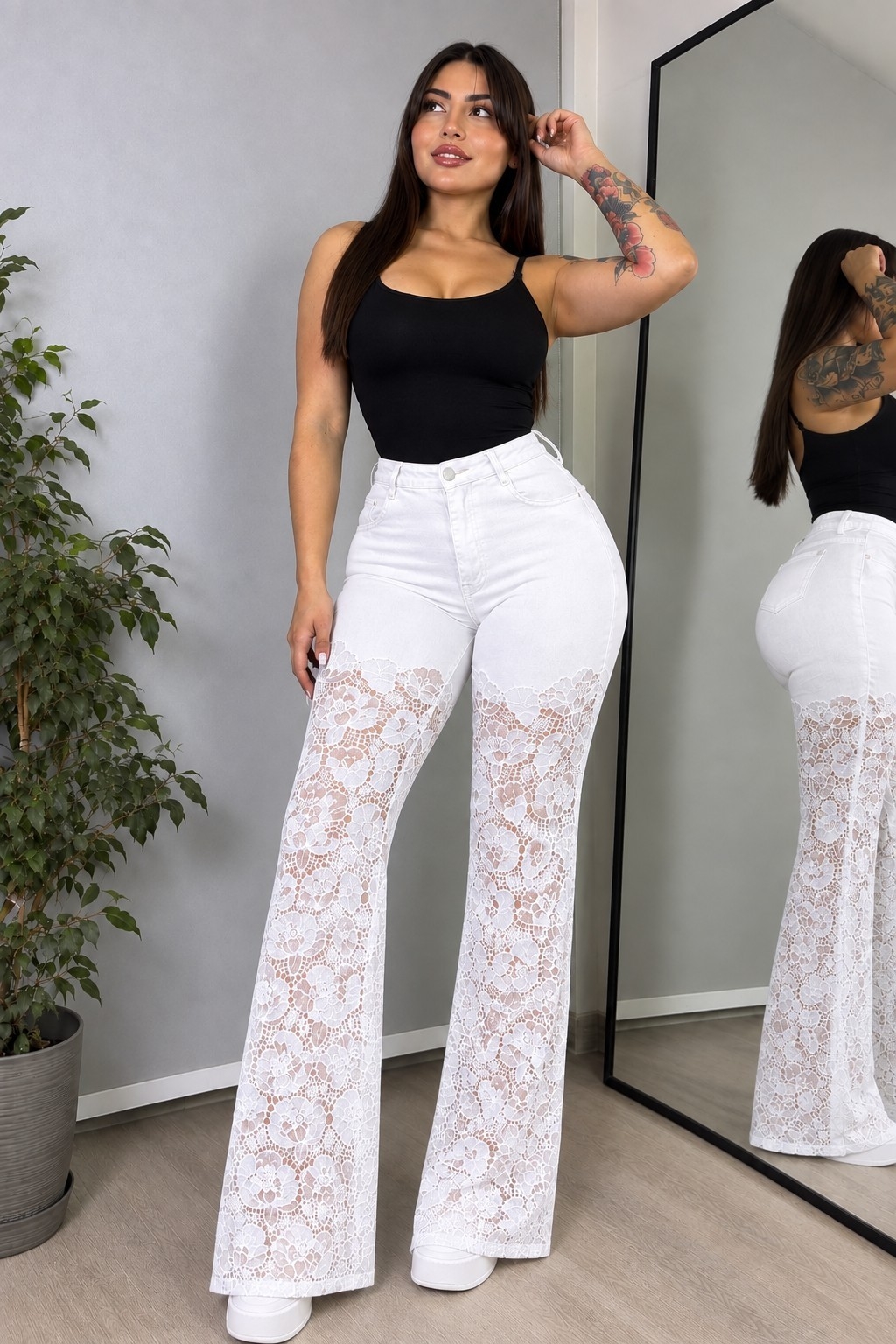 Jeans Wide Leg con Encaje - Imagen 2