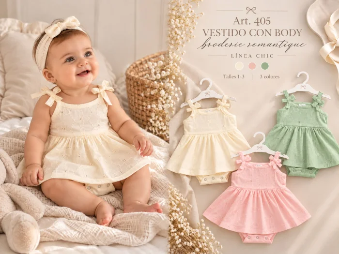 Body Vestido con Bretel Broderie Micky Baby T.(1-2-3) Art.405