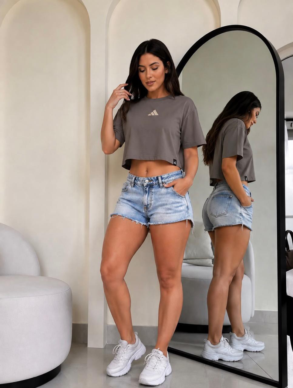 Crop Oversize Adid Premium Bordada - Imagen 3